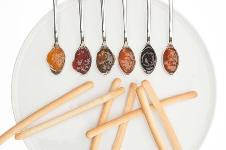 GREEK SPOON SWEET WITH FRUITS AND SYRUPの写真素材