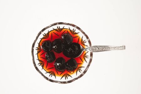 GREEK SPOON SWEET WITH FRUITS AND SYRUPの写真素材