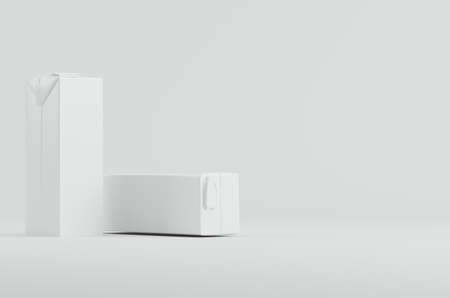 Juice, Liquid Carton Package Mockup 3D Renderingの写真素材
