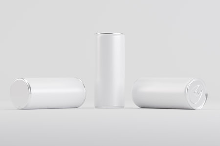 Aluminum White Soda Beer Can Mockup 3D Illustrationの写真素材