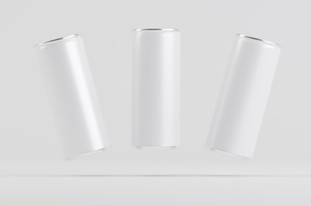 Aluminum White Soda Beer Can Mockup 3D Illustrationの写真素材