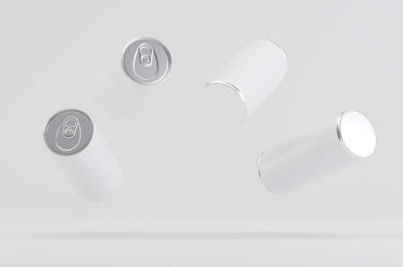 Aluminum White Soda Beer Can Mockup 3D Illustrationの写真素材