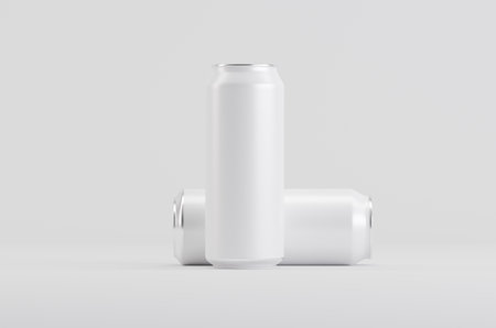 Aluminum White Soda Beer Can Mockup 3D Illustrationの写真素材