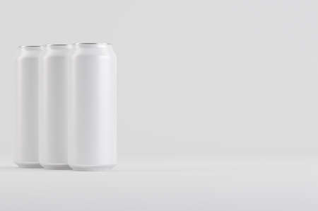 Aluminum White Soda Beer Can Mockup 3D Illustrationの写真素材