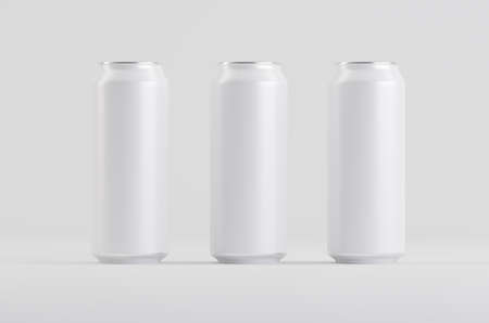Aluminum White Soda Beer Can Mockup 3D Illustrationの写真素材