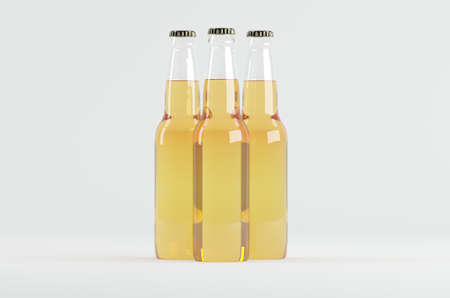 Beer Bottle Mockup 3D Illustrationの写真素材