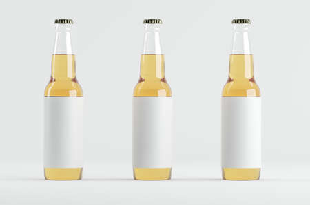 Beer Bottle Mockup 3D Illustrationの写真素材