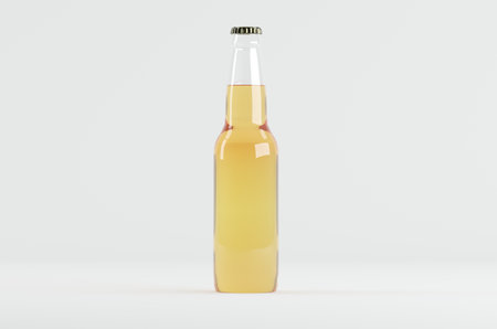 Beer Bottle Mockup 3D Illustrationの写真素材