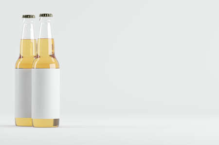 Beer Bottle Mockup 3D Illustrationの写真素材