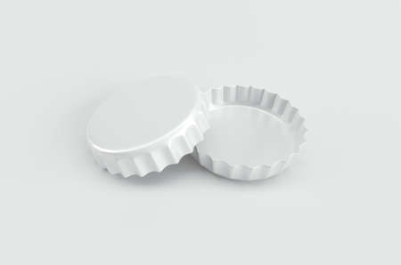 Juice Beer Bottle Cap Mockup 3D Illustrationの写真素材