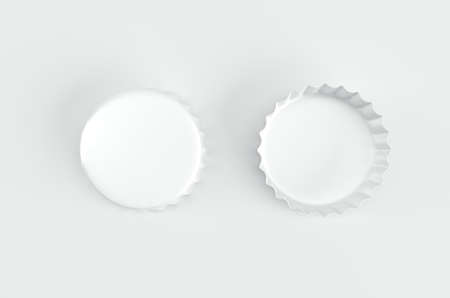 Juice Beer Bottle Cap Mockup 3D Illustrationの写真素材