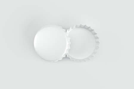 Juice Beer Bottle Cap Mockup 3D Illustrationの写真素材