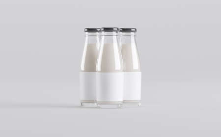 Milk Bottle Mockup 3D Illustrationの写真素材