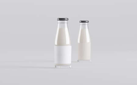 Milk Bottle Mockup 3D Illustrationの写真素材
