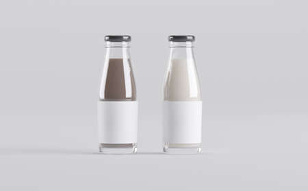 Milk Bottle Mockup 3D Illustrationの写真素材