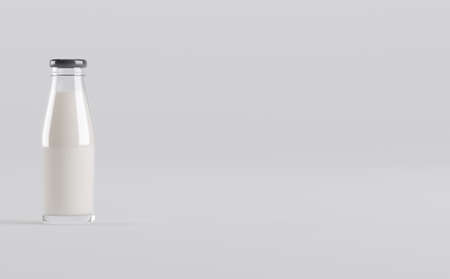 Milk Bottles Mockup 3D Illustrationの写真素材