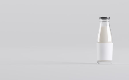 Milk Bottles Mockup 3D Illustrationの写真素材