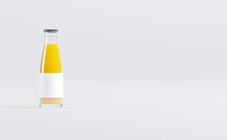 Orange Juice Bottles Mockup 3D Illustrationの写真素材
