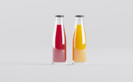 Juice Bottles Mockup 3D Illustrationの写真素材
