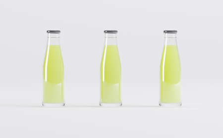 Lime Juice Bottles Mockup 3D Illustrationの写真素材
