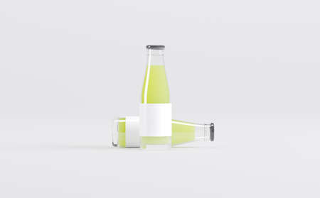 Lime Juice Bottles Mockup 3D Illustrationの写真素材