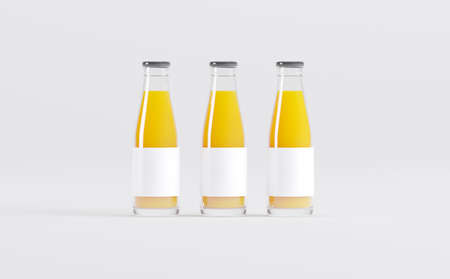 Orange Juice Bottles Mockup 3D Illustrationの写真素材