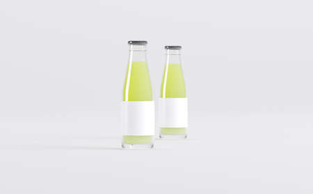 Lime Juice Bottles Mockup 3D Illustrationの写真素材