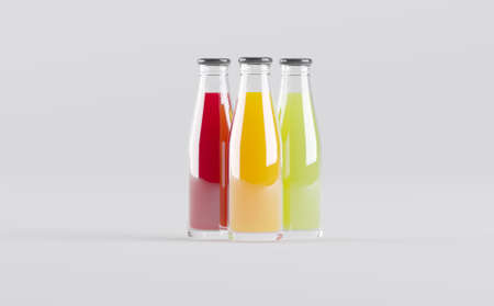 Juice Bottles Mockup 3D Illustrationの写真素材
