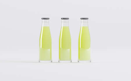 Lime Juice Bottles Mockup 3D Illustrationの写真素材