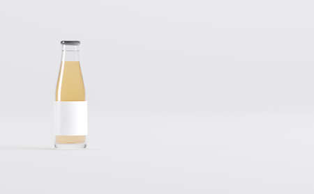 Apple Juice Bottles Mockup 3D Illustrationの写真素材