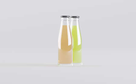 Juice Bottles Mockup 3D Illustrationの写真素材