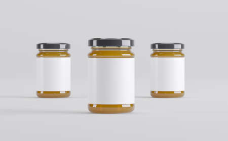 Honey Jars Mockup 3D Illustrationの写真素材