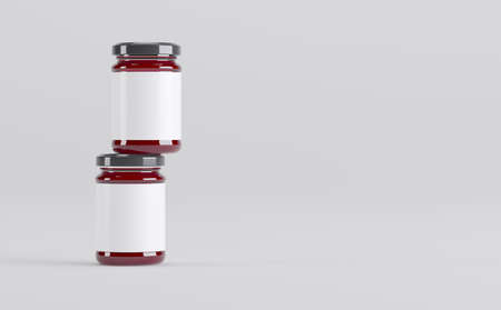 Jam Jars Mockup 3D Illustrationの写真素材