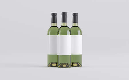 Wine Bottles Mockup 3D Illustrationの写真素材