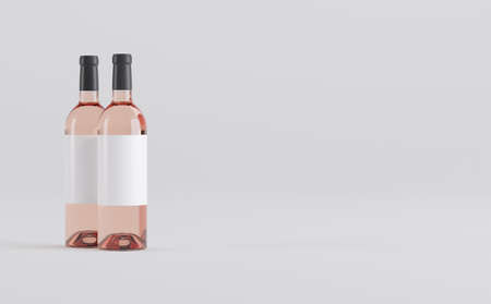 Wine Bottles Mockup 3D Illustrationの写真素材