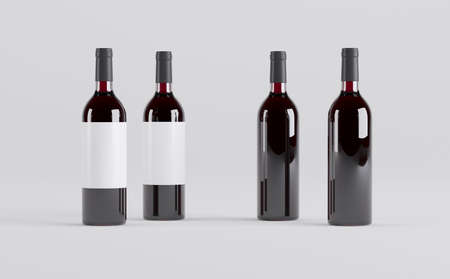 Wine Bottles Mockup 3D Illustrationの写真素材
