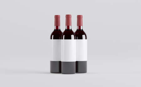 Wine Bottles Mockup 3D Illustrationの写真素材