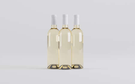 Wine Bottles Mockup 3D Illustrationの写真素材