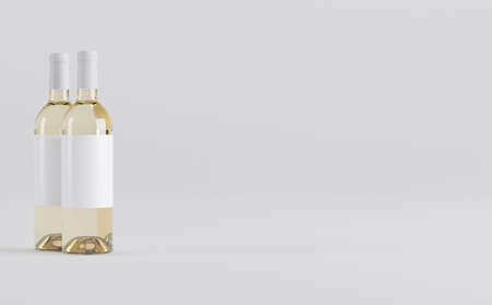 Wine Bottles Mockup 3D Illustrationの写真素材