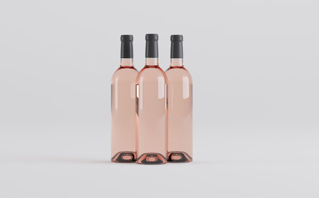 Wine Bottles Mockup 3D Illustrationの写真素材