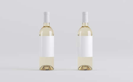 Wine Bottles Mockup 3D Illustrationの写真素材