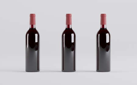Wine Bottles Mockup 3D Illustrationの写真素材