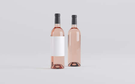 Wine Bottles Mockup 3D Illustrationの写真素材