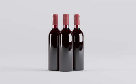 Wine Bottles Mockup 3D Illustrationの写真素材