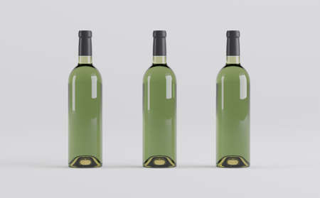 Wine Bottles Mockup 3D Illustrationの写真素材
