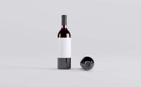 Wine Bottles Mockup 3D Illustrationの写真素材