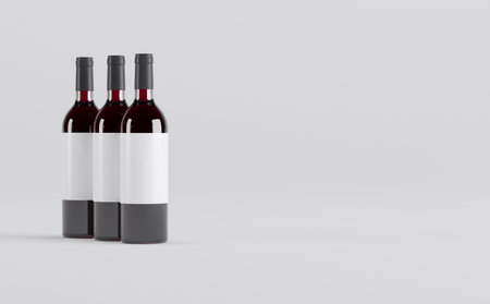 Wine Bottles Mockup 3D Illustrationの写真素材