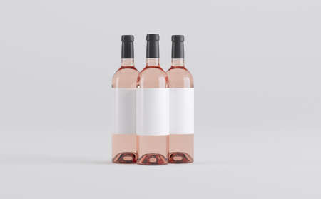 Wine Bottle Mockup 3D Illustrationの写真素材