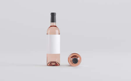Wine Bottle Mockup 3D Illustrationの写真素材