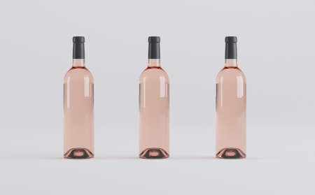 Wine Bottle Mockup 3D Illustrationの写真素材